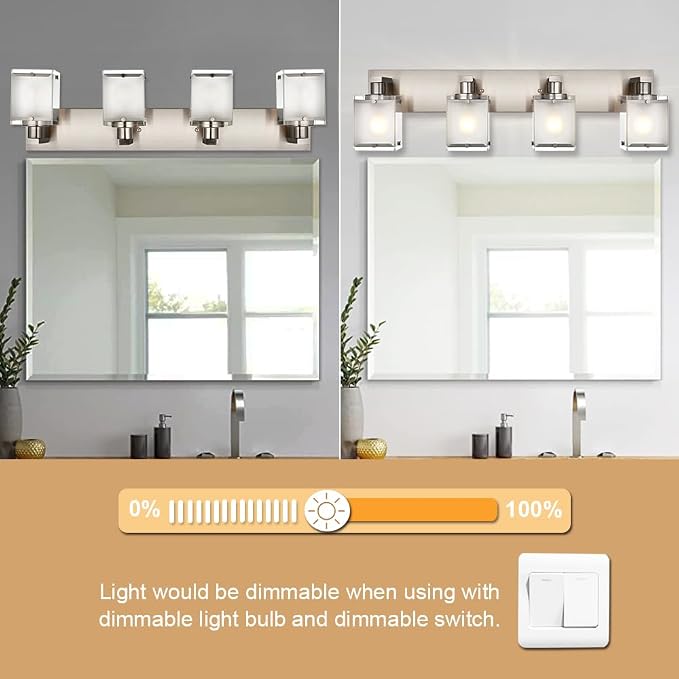 4-Lights Bathroom Light Fixtures Over Mirror