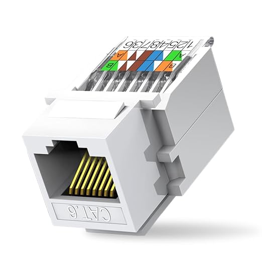 10-Pack Cat6 Tool-Less RJ45 Keystone Jack, No Punch-Down Tool Required Module