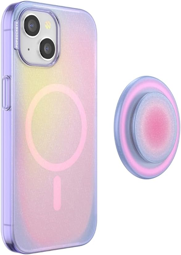 PopSockets iPhone 15 Case with Round Phone Grip Compatible with MagSafe