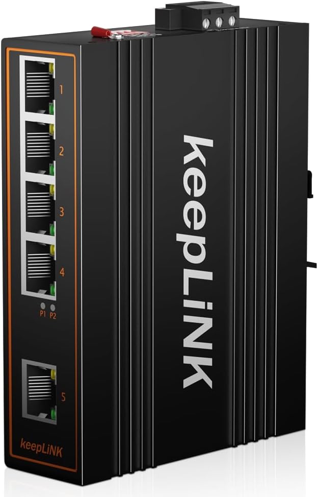 5 Port Industrial PoE Switch Unmanaged, 125W Fast Ethernet Din Rail Switch