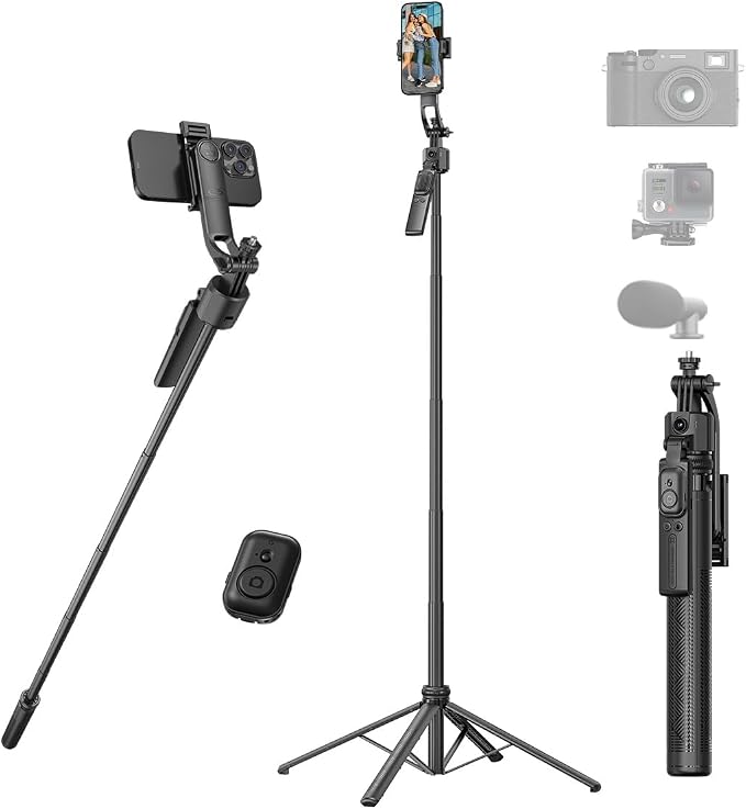 AI Face Tracking Tripod with Remote 360° Auto Rotation Selfie Stick Tripod