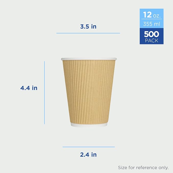 Karat 12 oz Ripple Insulated Coffee Cup Disposable Paper Hot Cup, Sturdy & Leak