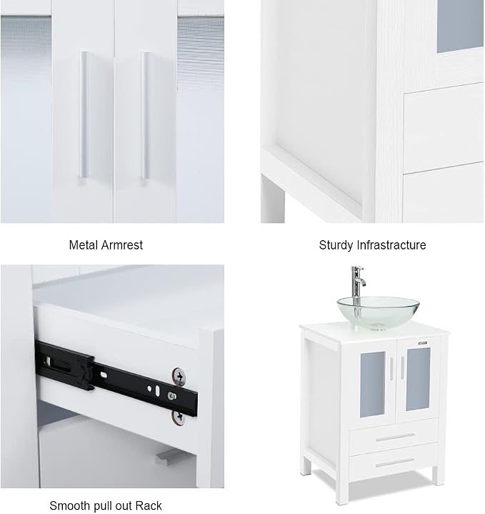 24" Modern Bathroom Vanity Sink Combo Freestanding Cabinet