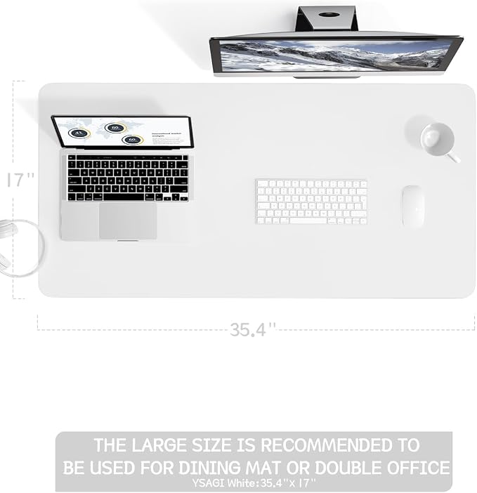 YSAGi Non-Slip Leather Desk Pad L Size, Waterproof Laptop Computer Desk