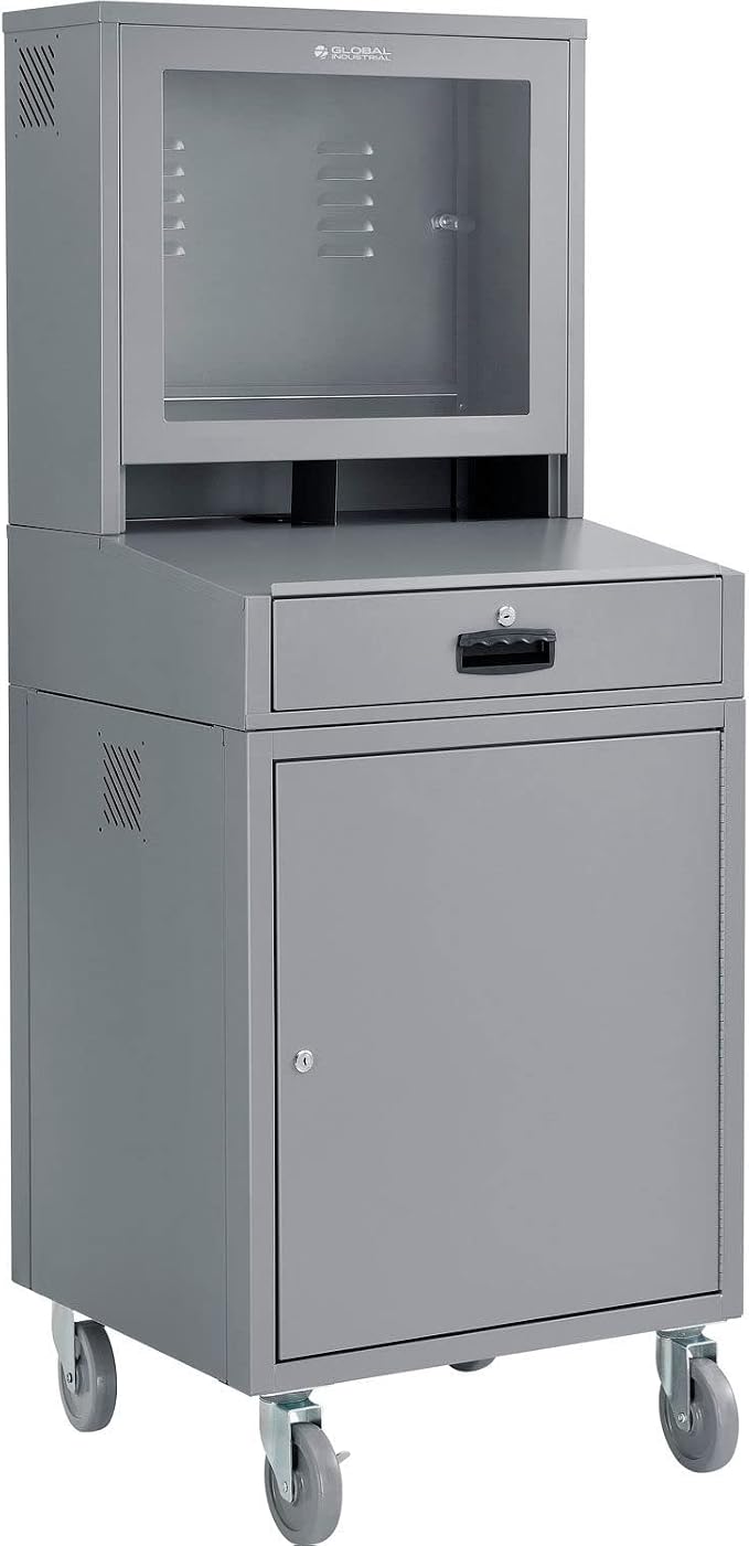 Global Industrial Mobile Security LCD Computer Cabinet Enclosure