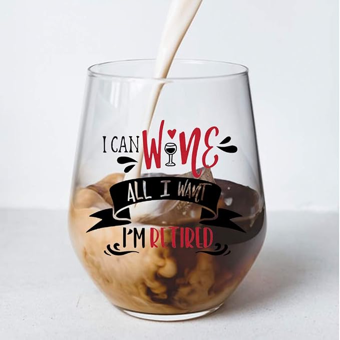 Perfectinsoy I Can Wine All I Want I'm Retired, Retirement Stemless Wine Glass