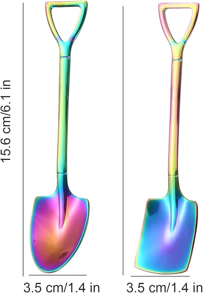 10Pcs Shovel Spoons Stainless Steel Spoon Reusable Dessert Spoons