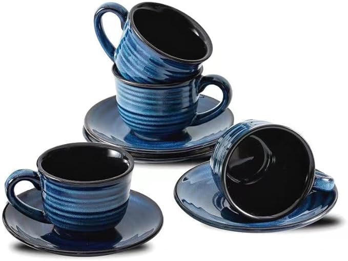 HASENSE Espresso Cups Set of 4, 4 Ounce Ceramic Cappuccino Cup