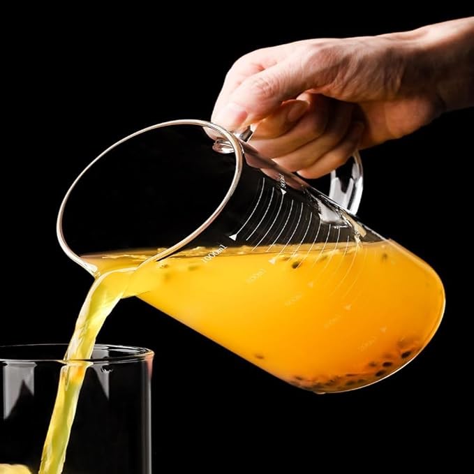 Glass Measuring Cup with V-Shaped Spout, High Borosilicate Glass, Easy-Read