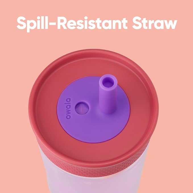 Owala Tumbler Kids Plastic Water Bottle 15 oz Lilac Rocket | Spill-Resistant