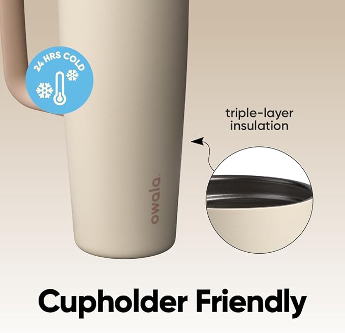 Owala FreeSip Tumbler Stainless Steel Water Bottle 30 oz Lightly Toasted |