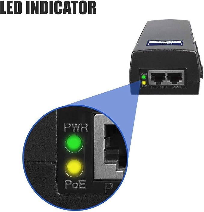 BV-Tech Gigabit Power Over Ethernet PoE+ Injector | 30W | Plug & Play | up to