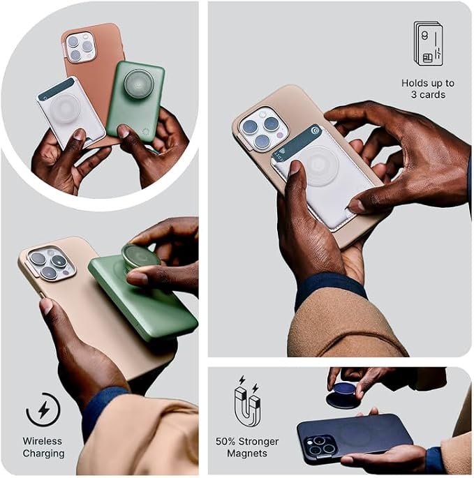 PopSockets iPhone 15 Case with Round Phone Grip Compatible with MagSafe