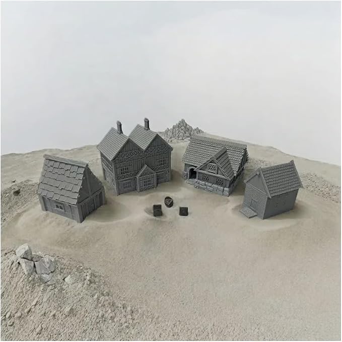 Paintable Tabletop Miniature Little Town Building Terrains Compatible - 18mm