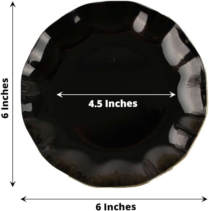 Efavormart 10 Pack | Black 6" Round Plastic Dessert Salad Plates, Disposable