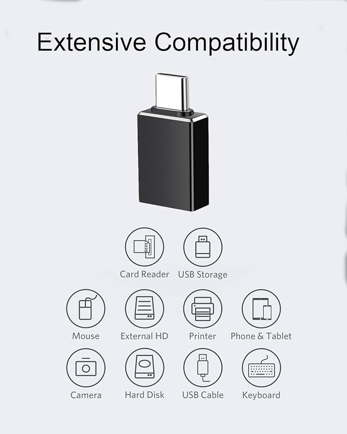 USB C Male to USB A Female Adapter, USB 3.2 GEN2 10Gbps High-Speed Data PD 60W