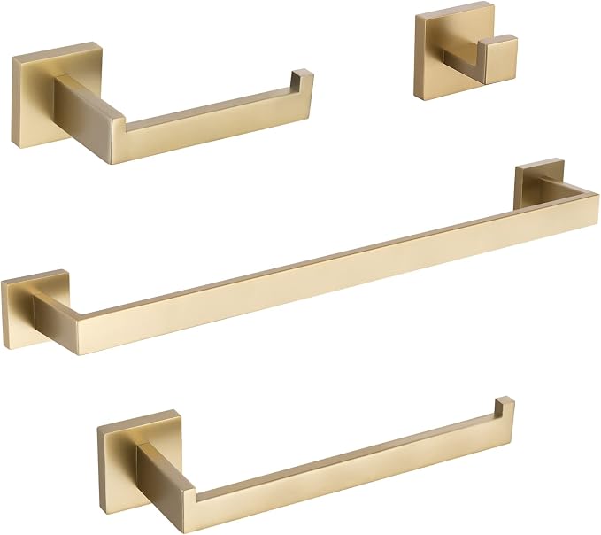 Brushed Gold Bathroom Accessory Set 4-Pieces Bathroom Hardware