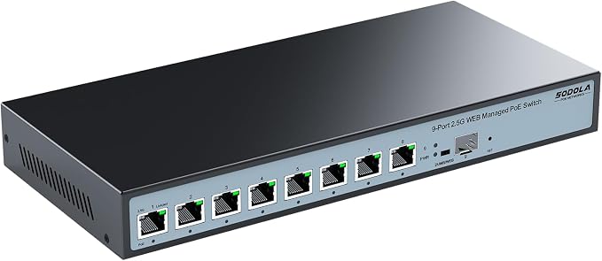 SODOLA 8 Port 2.5G Web Managed PoE Switch 120W | 1X 10G SFP+ & 8 x 2.5GBase-T