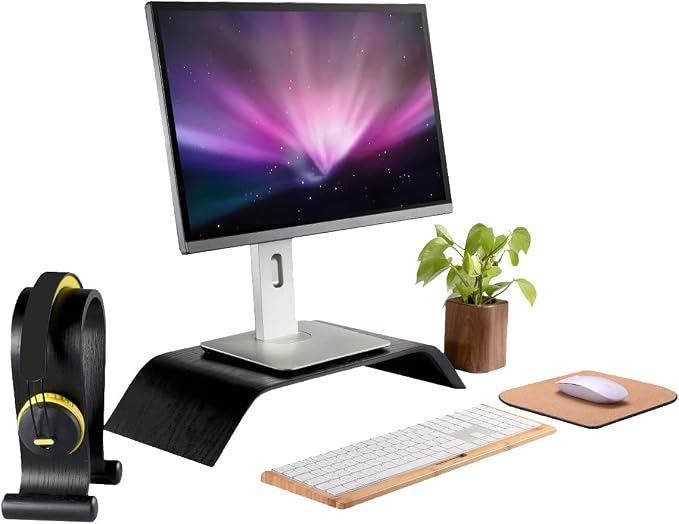 SAMDI Wooden Computer Monitor Stand, Desktop Accessories, Laptop Stand