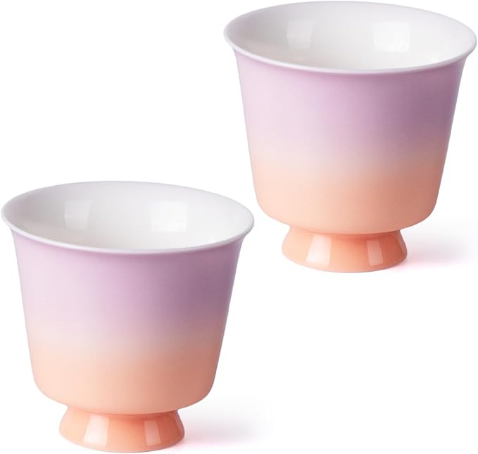 KAMMAK Ceramic Tea Cups Set of 2, 2.3 oz, Vintage Small Teacups, 707N | Hand