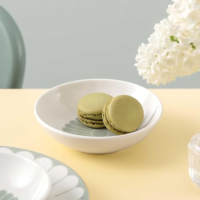 Villeroy & Boch Fleur Vert Dessert Bowl, Creamy White/Green, 3.75 oz | Creamy