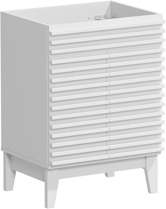 24" Bathroom Vanity, Mid-Century Freestanding Bathroom Cabinet Vanity