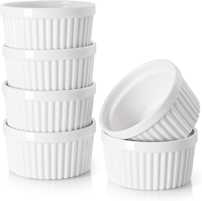 DOWAN 8 oz Ramekins Oven Safe for Creme Brulee, Souffle Dish Baking Bowls