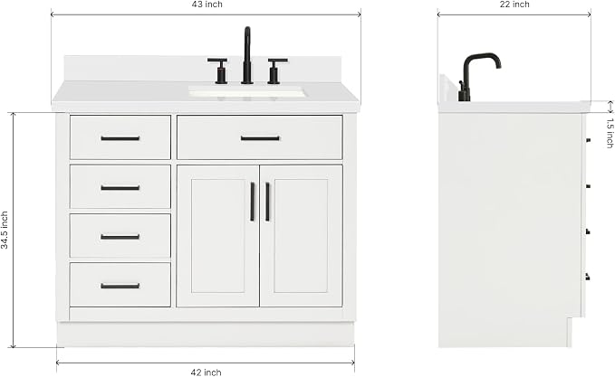 Bathroom Vanity 43" White