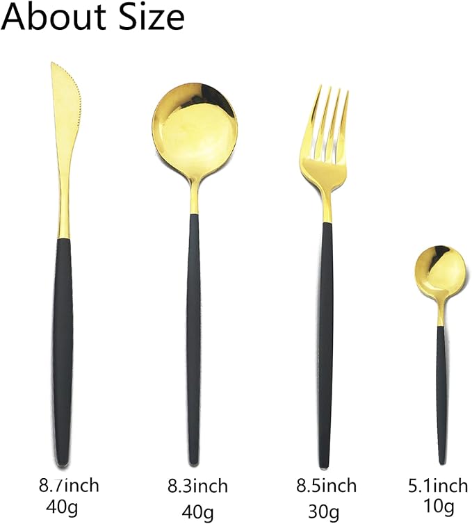 JASHII Flatware Serving Set 24 Piece, Stainless Steel Silverware Set, Titanium