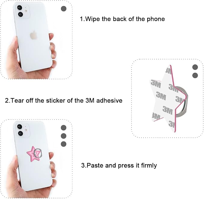 Bonoma Cute Star Phone Ring Holder, 3 Pack Universal Finger Ring Stand Grip