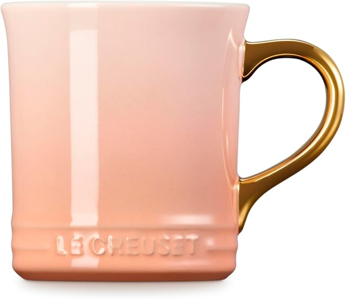 Le Creuset Stoneware Vancouver Mug, 14 oz., Peche/Gold Metallic Handle