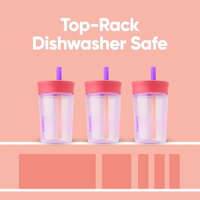 Owala Tumbler Kids Plastic Water Bottle 15 oz Lilac Rocket | Spill-Resistant