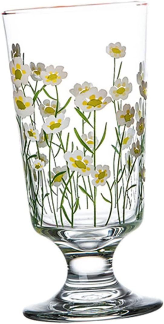 Daisy Set Vintage Romantic Glasses Cup Floral Glassware Daisy Drinking Glasses