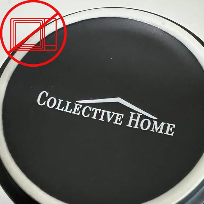 COLLECTIVE HOME Black Ceramic Coffee Mug, 15 oz Golden Monogram Tea Cup |
