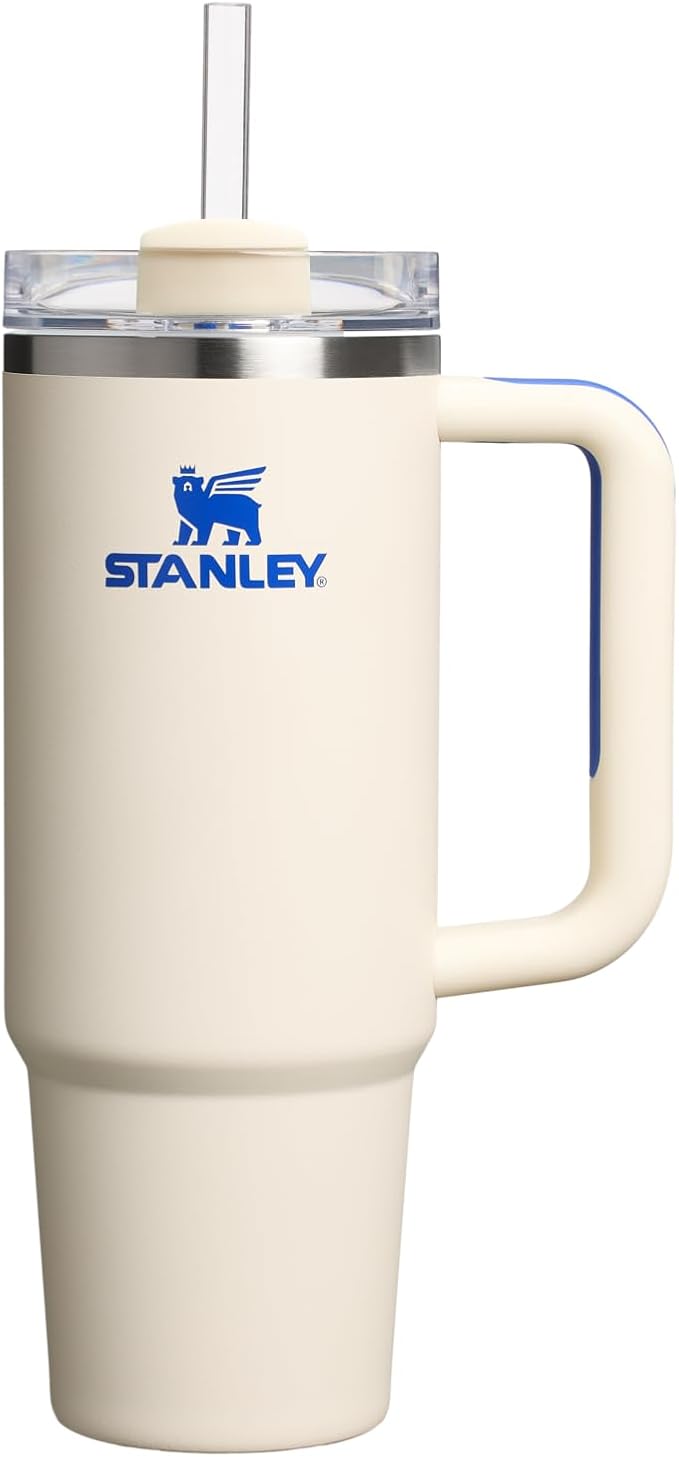 STANLEY Quencher H2.0 Flow State Tumbler, 30 oz, Cream Royal | Handle and Straw