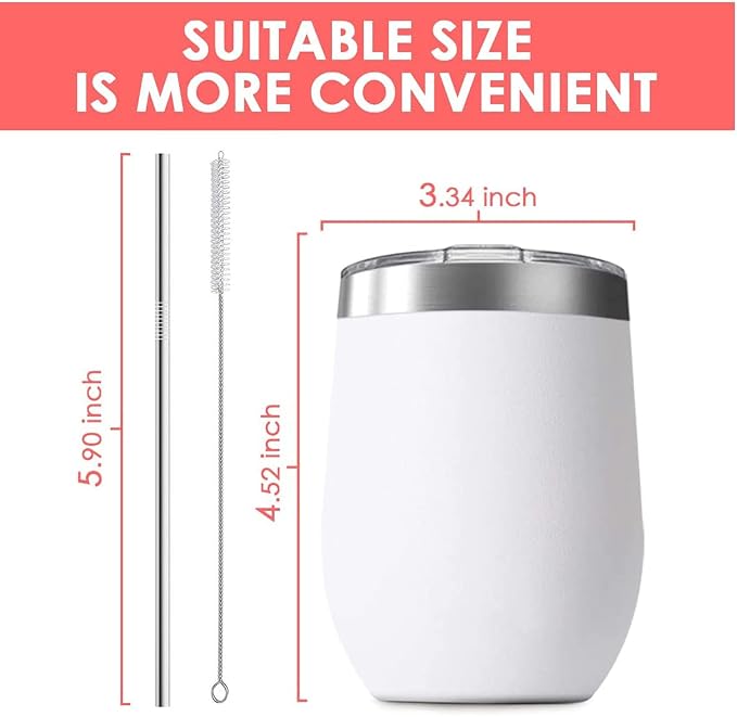 6 Pack 12 oz Stainless Steel Wine Tumbler