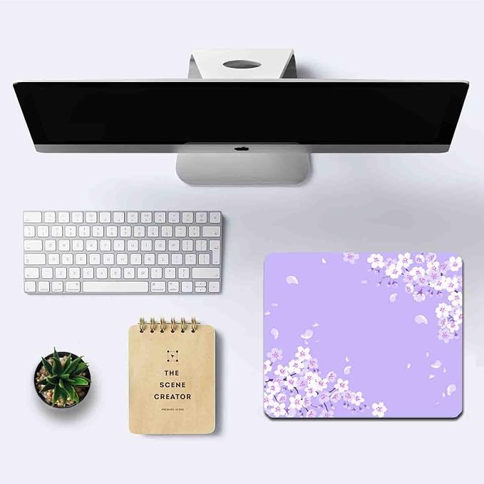 IMAYONDIA Cute Purple Mouse Pad, Floral Flowers Mouse Pad, Sakura Cherry