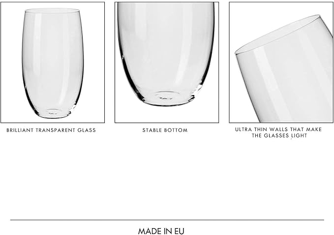 Krosno Water Juice Drinking Glasses, 17.2 oz, Blended Collection, Everyday