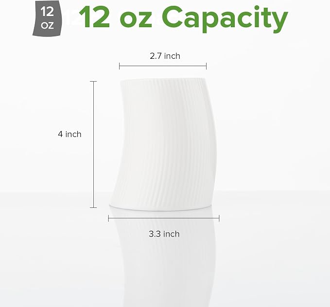 Novelty Curved and Embossed Stripes Body Design Bone China Cups Without Handle