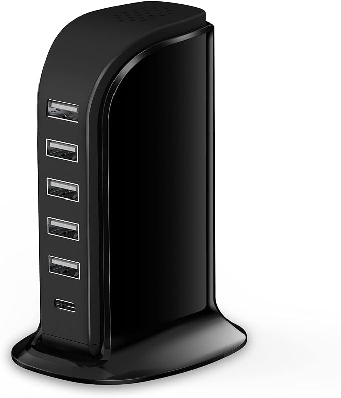 Charger Block 6 in 1 Upoy, 40W USB C Charger 3A, Charging Hub