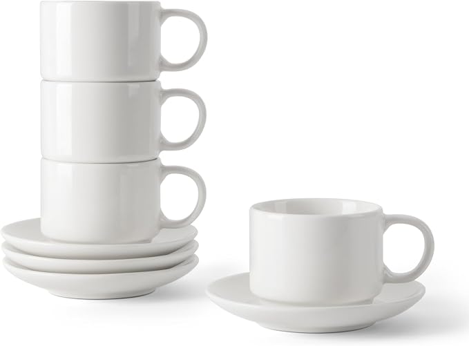 DOWAN 4 OZ Stackable Espresso Cups, Porcelain Coffee Cups