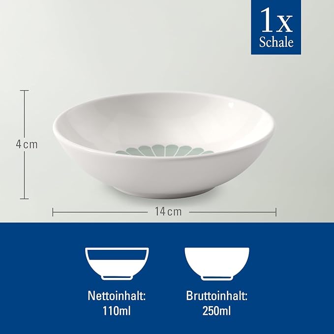 Villeroy & Boch Fleur Vert Dessert Bowl, Creamy White/Green, 3.75 oz | Creamy