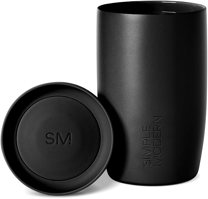 Simple Modern Insulated Travel Coffee Mug 360° Lid | 12oz | Black | Voyager