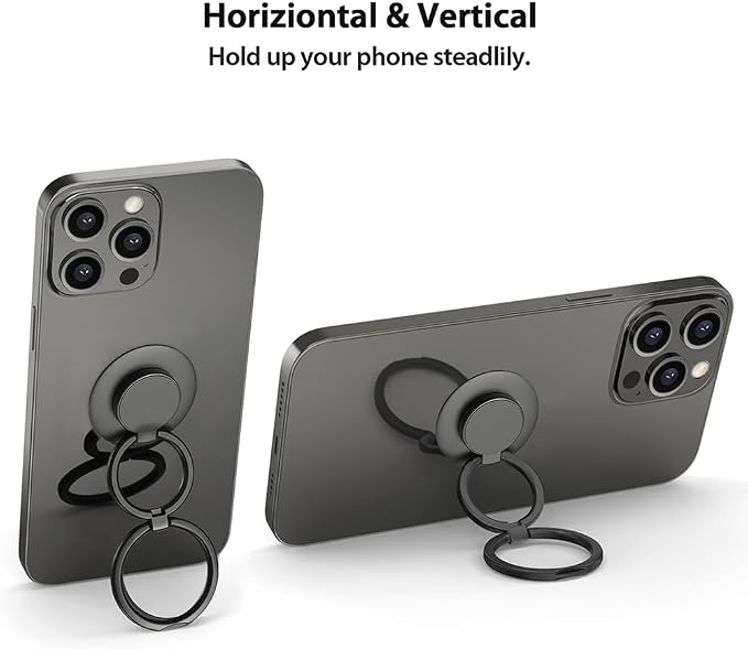 Phone Grip, Phone Ring Holder Finger Kickstand, Foldable & Adjustable Metal