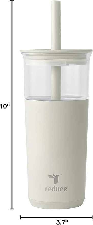 REDUCE Aspen - 20oz Vacuum Insulated Glass Tumbler - Extra Wide Straw & Lid |