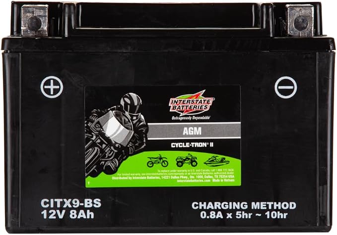 Interstate Batteries YTX9-BS 12V 8Ah Powersports Battery 130CCA AGM