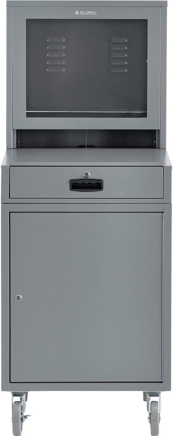 Global Industrial Mobile Security LCD Computer Cabinet Enclosure