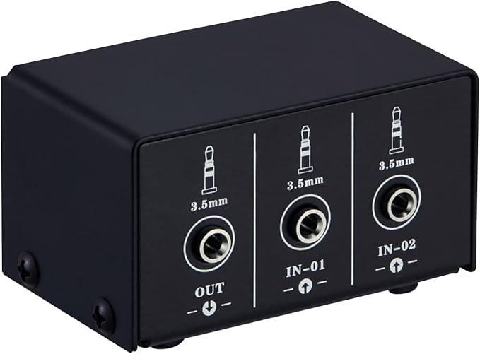 Audio Switcher 3.5mm 2 in 1 Out/1 in 2 Out A/B Switch Stereo Audio Splitter Box
