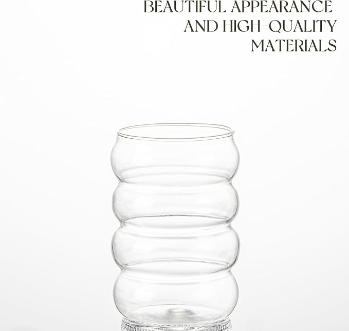 KEMORELA 2PCS Wave Bubble Beverage Glasses