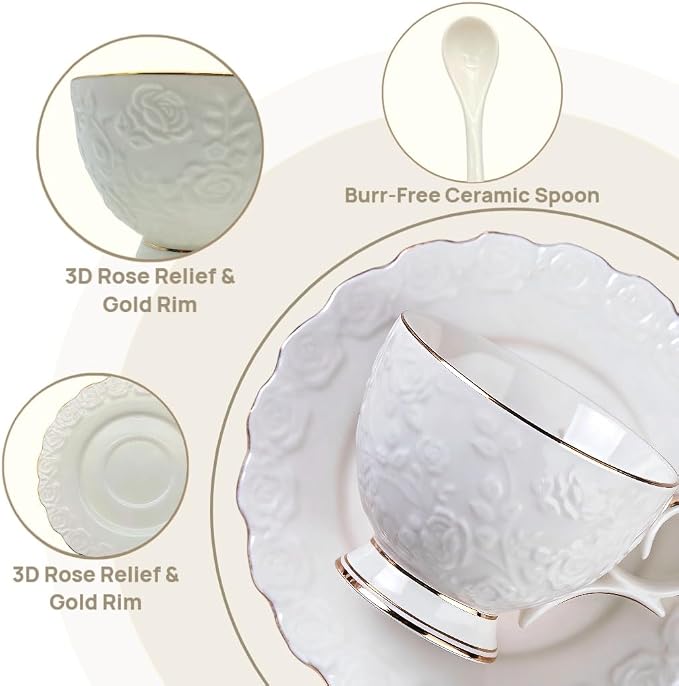 Tea Cup and Saucer Set for 1, 6.8 Oz | Coffee Cup